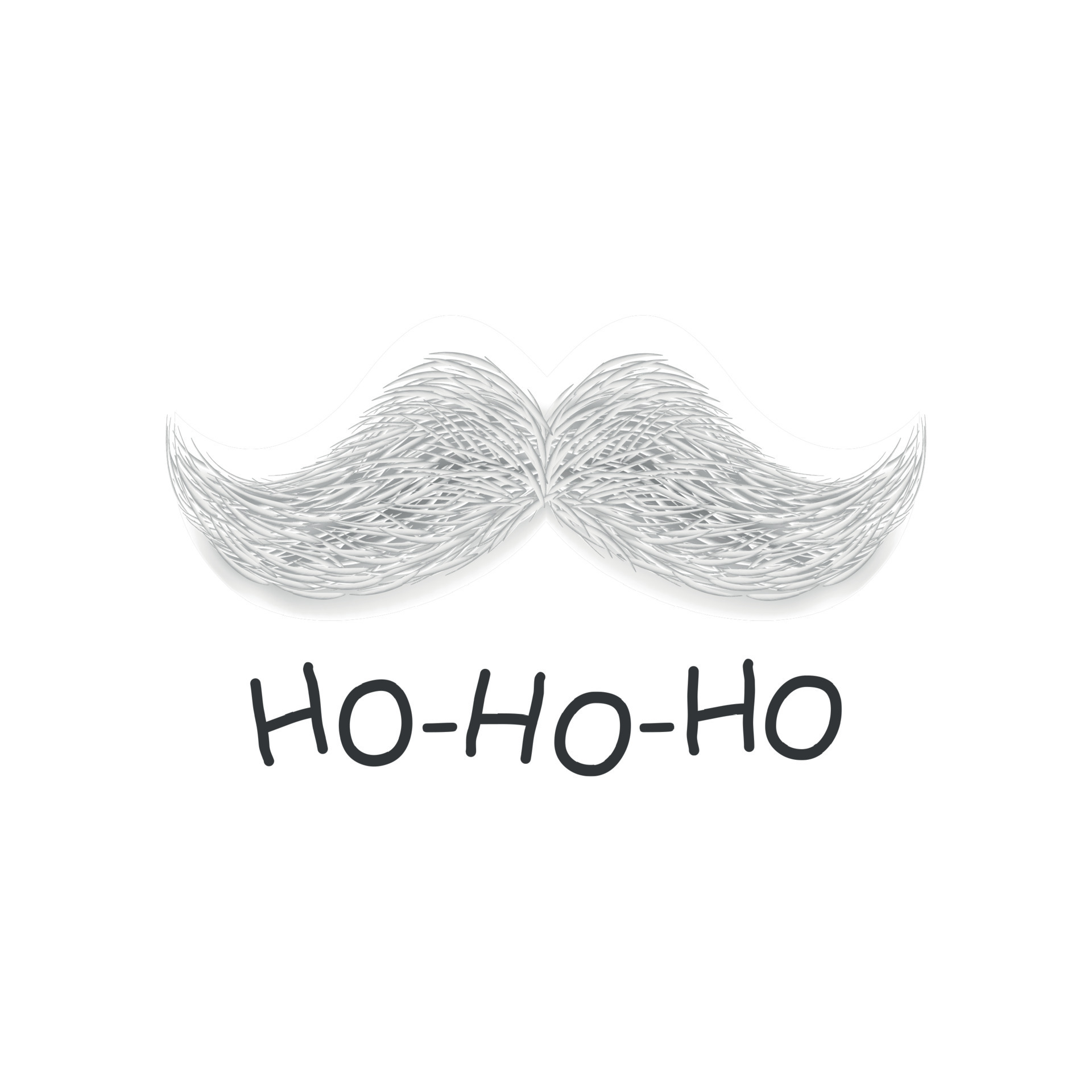 Realistic white gray mustache, element of Santa Claus, Christmas New