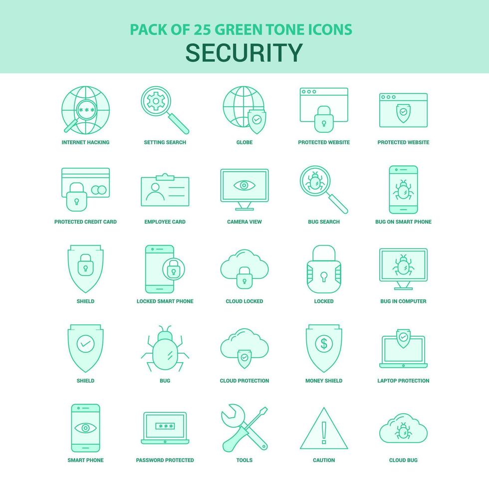 25 Green Security Icon set vector