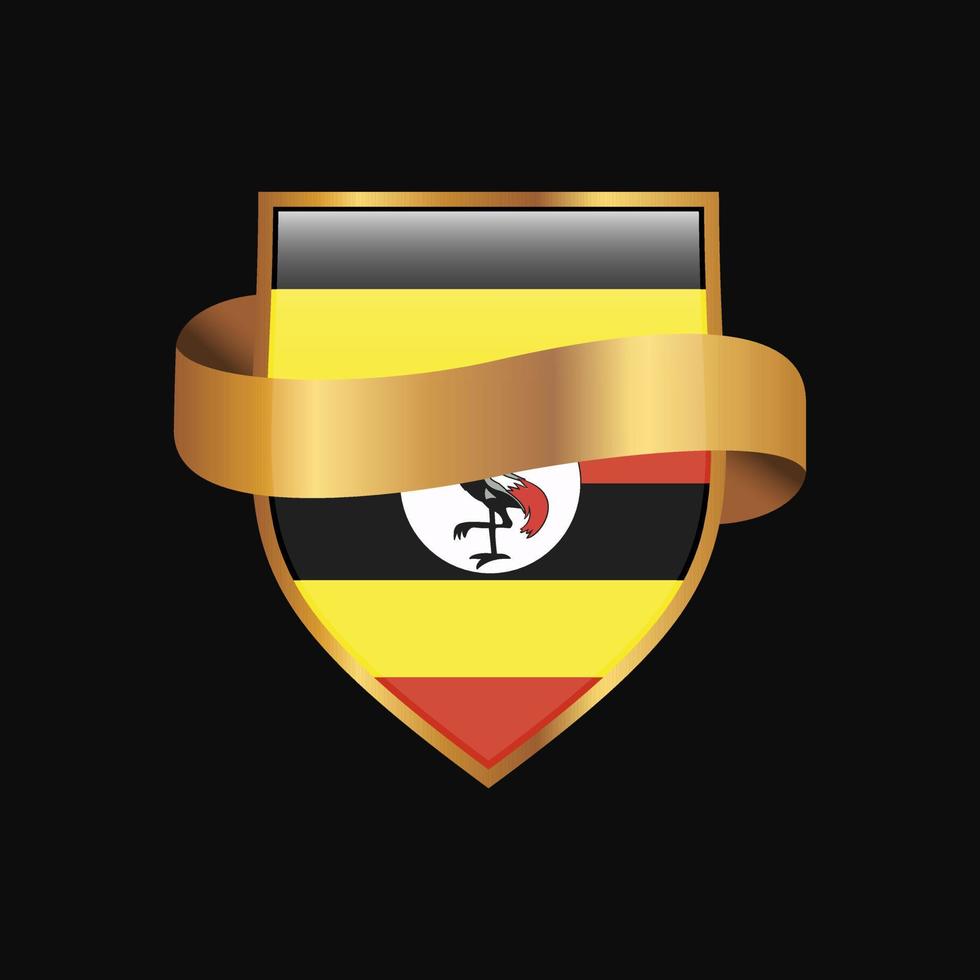 Uganda flag Golden badge design vector