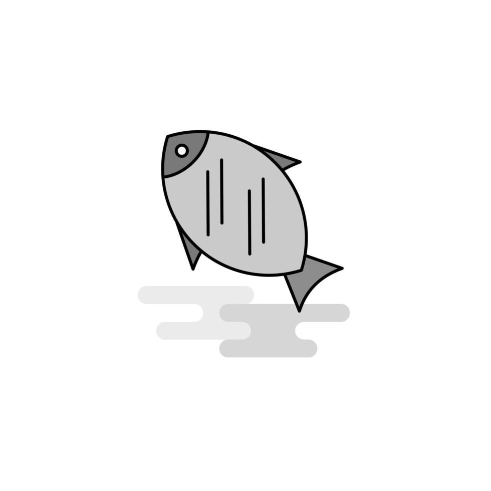 Fish Web Icon Flat Line Filled Gray Icon Vector