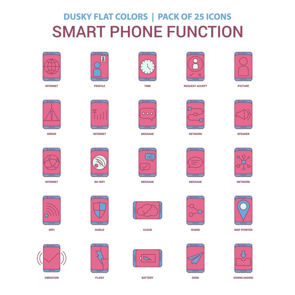 icono de funciones de teléfono inteligente color plano oscuro paquete de iconos vintage 25 vector