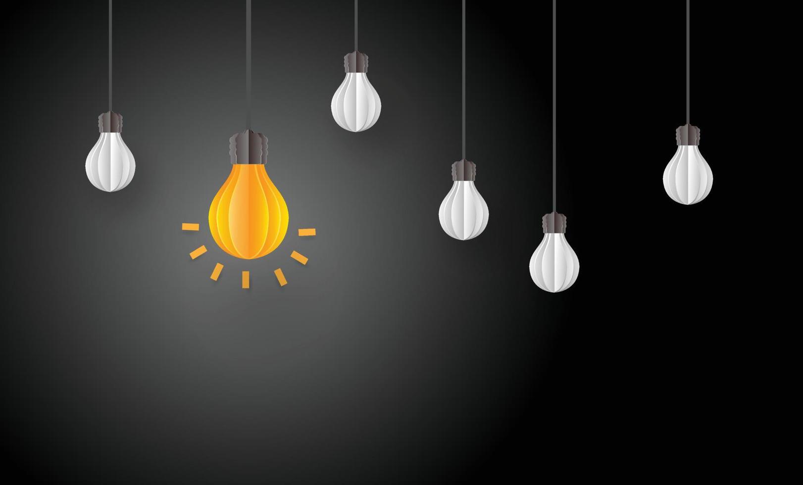 Light bulb, Brainstorm creative idea, paper art style vector