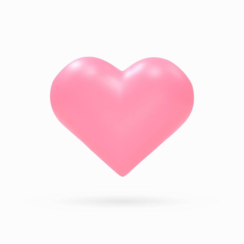 Icono de procesamiento de corazón rosa brillante 3D. elemento de diseño del día de san valentín. ilustración vectorial vector