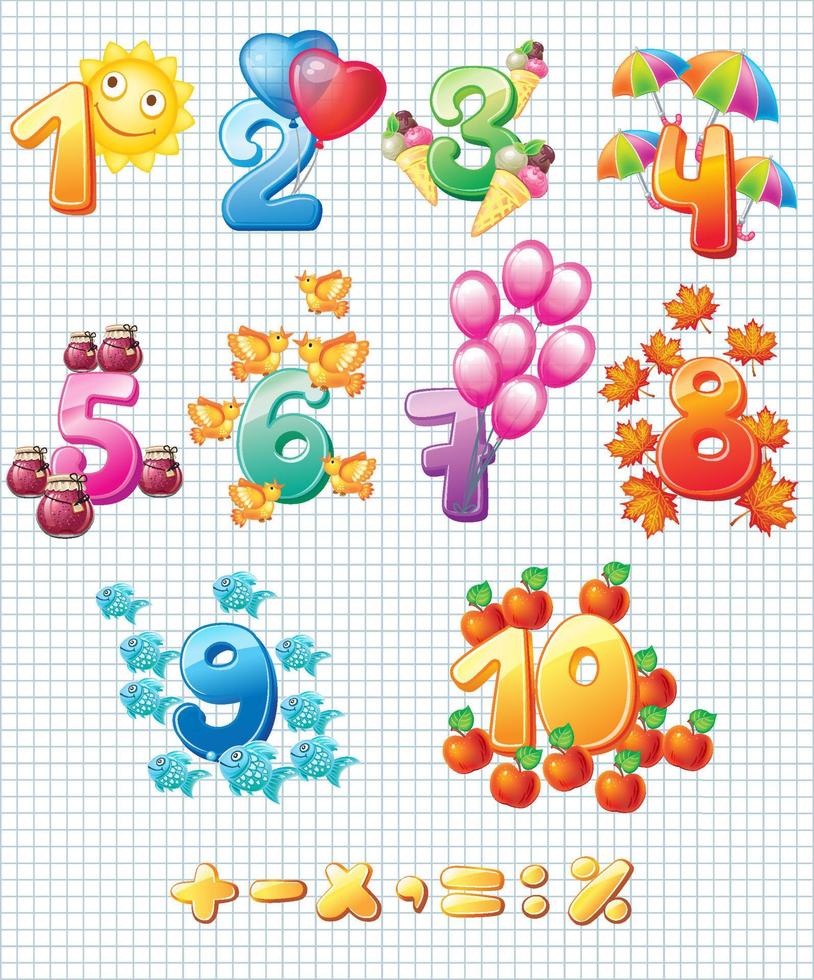Colorful numbers for children vector