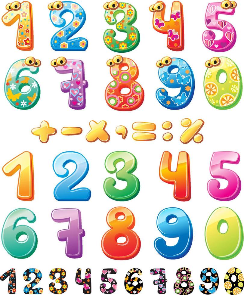 números de niños coloridos vector