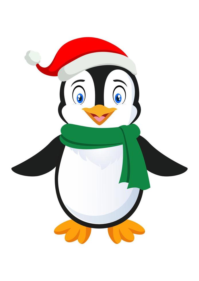 lindo pingüino personaje de dibujos animados vector sobre fondo blanco