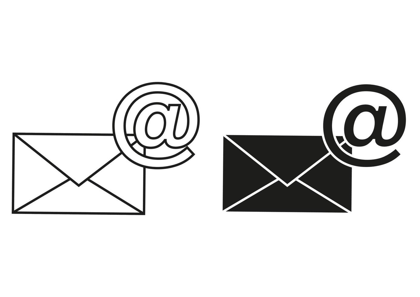 vector de icono plano de correo electrónico en blanco y negro sobre fondo blanco