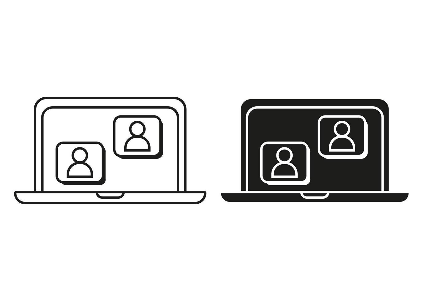 Black And White Chat Conversation Flat Icon Vector