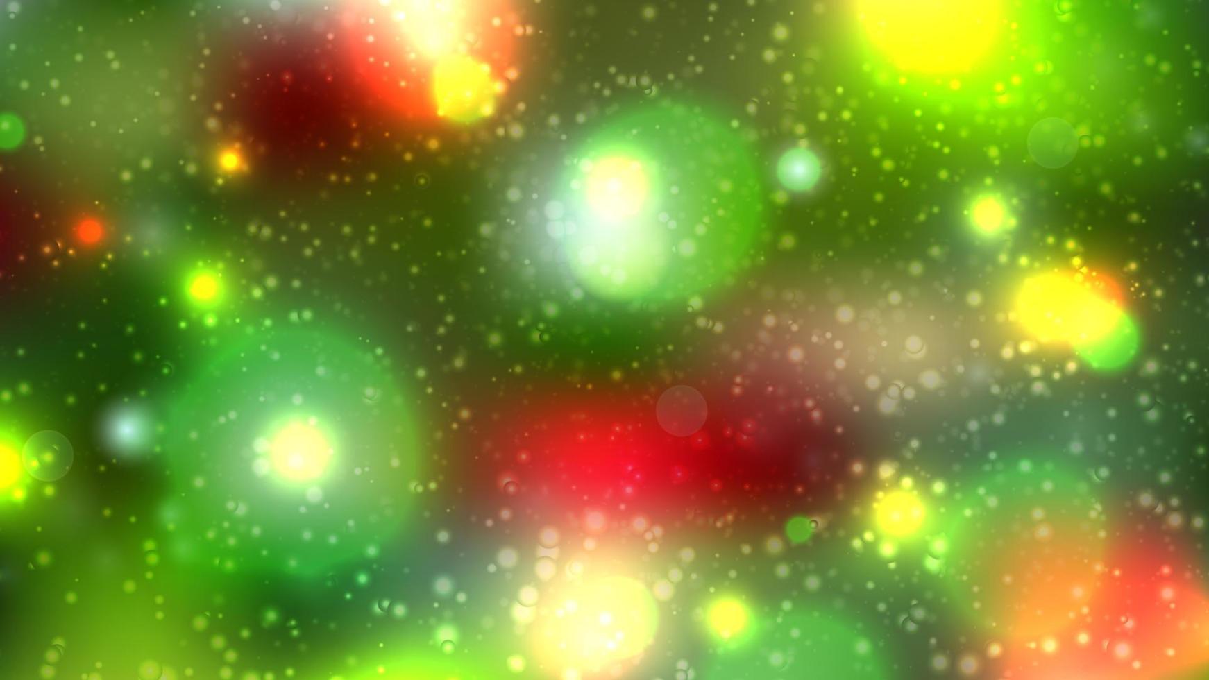 Red-green Christmas background with bokeh lights. Bright highlights. vector illustration