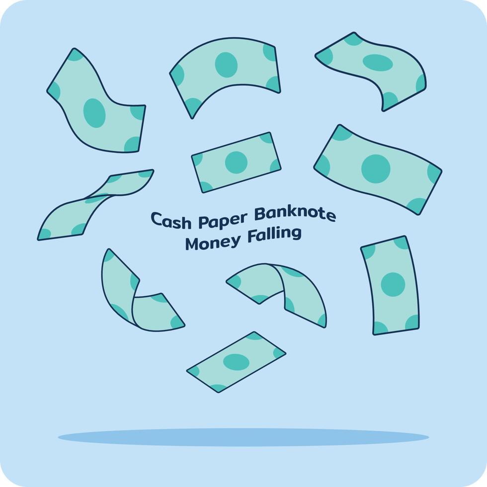 Cash paper banknote, money falling, isolated vector