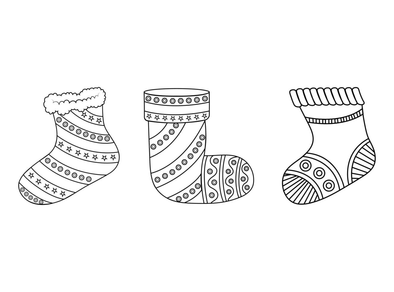 christmas socks vector design black and white