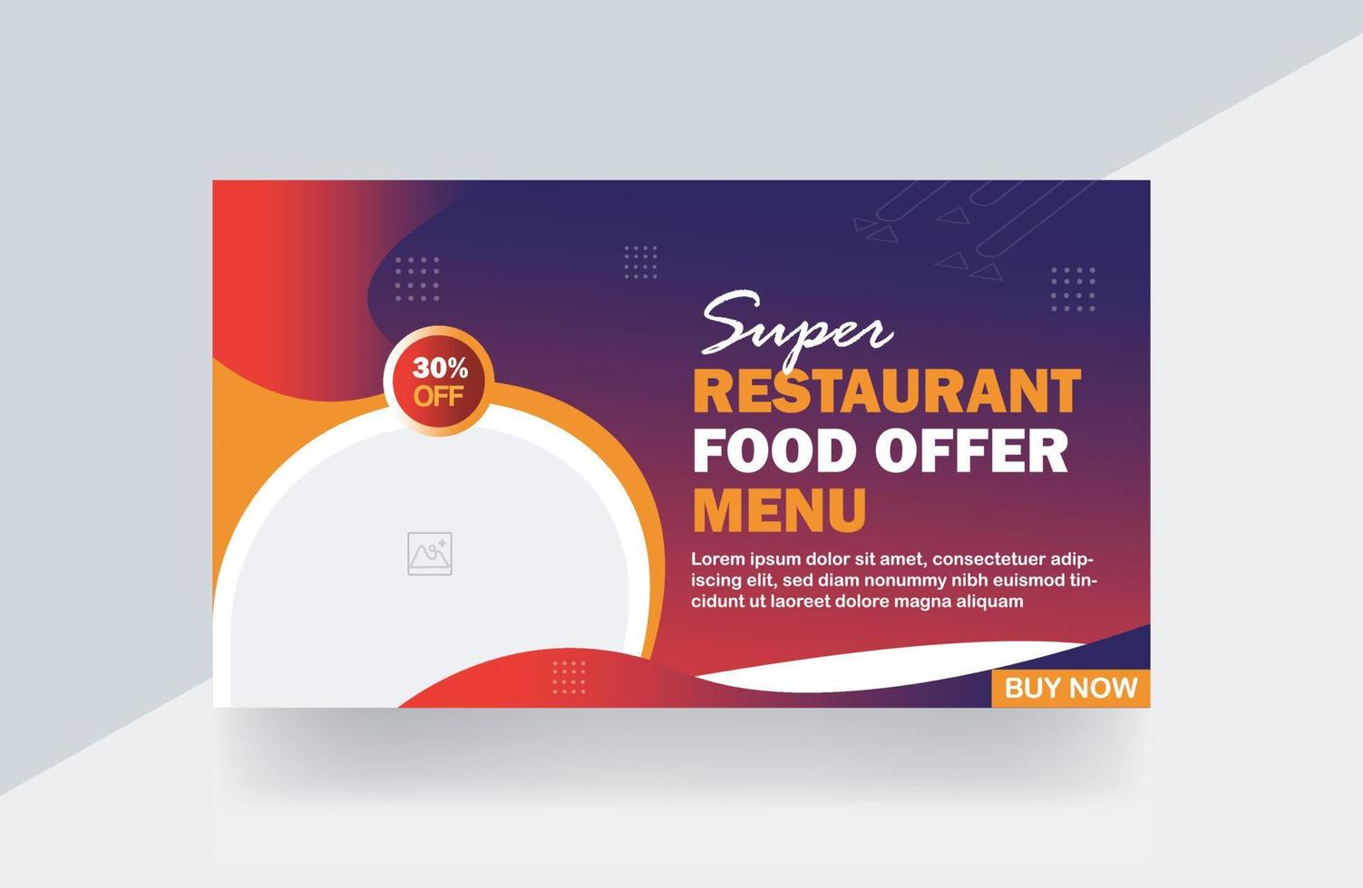 Restaurant food offer menu Thumbnail banner Cooking Thumbnail design template vector