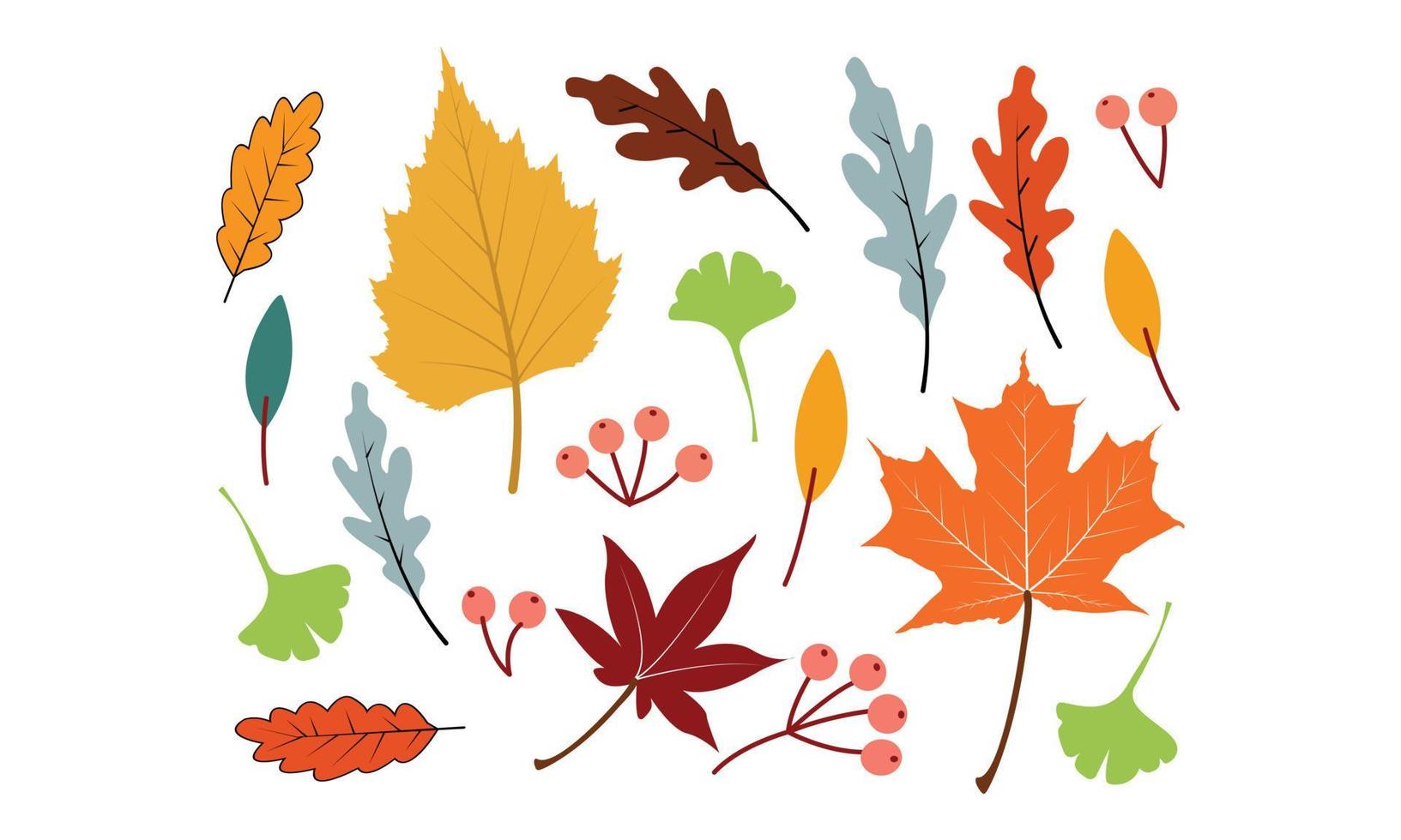 Autumn Tree Leafs Line Art Gnome Design. vector