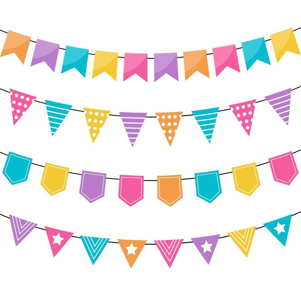 Bright garlands of flags for holiday decoration vector