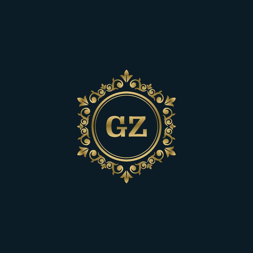 logotipo de letra gz con plantilla de oro de lujo. plantilla de vector de logotipo de elegancia.