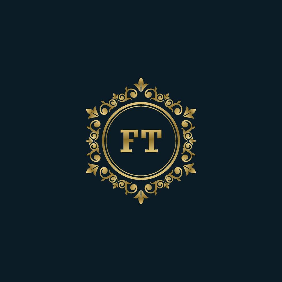 Letter FT logo with Luxury Gold template. Elegance logo vector template.