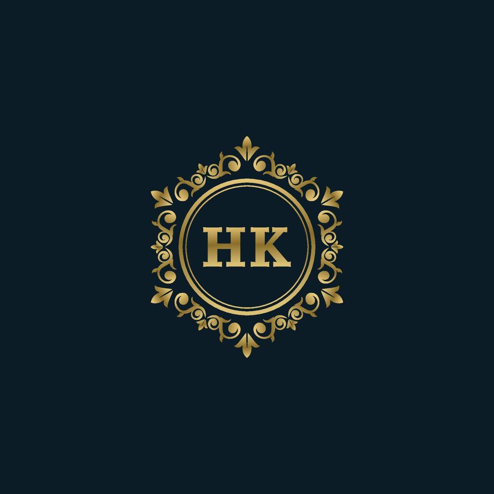 Letter HK logo with Luxury Gold template. Elegance logo vector template.