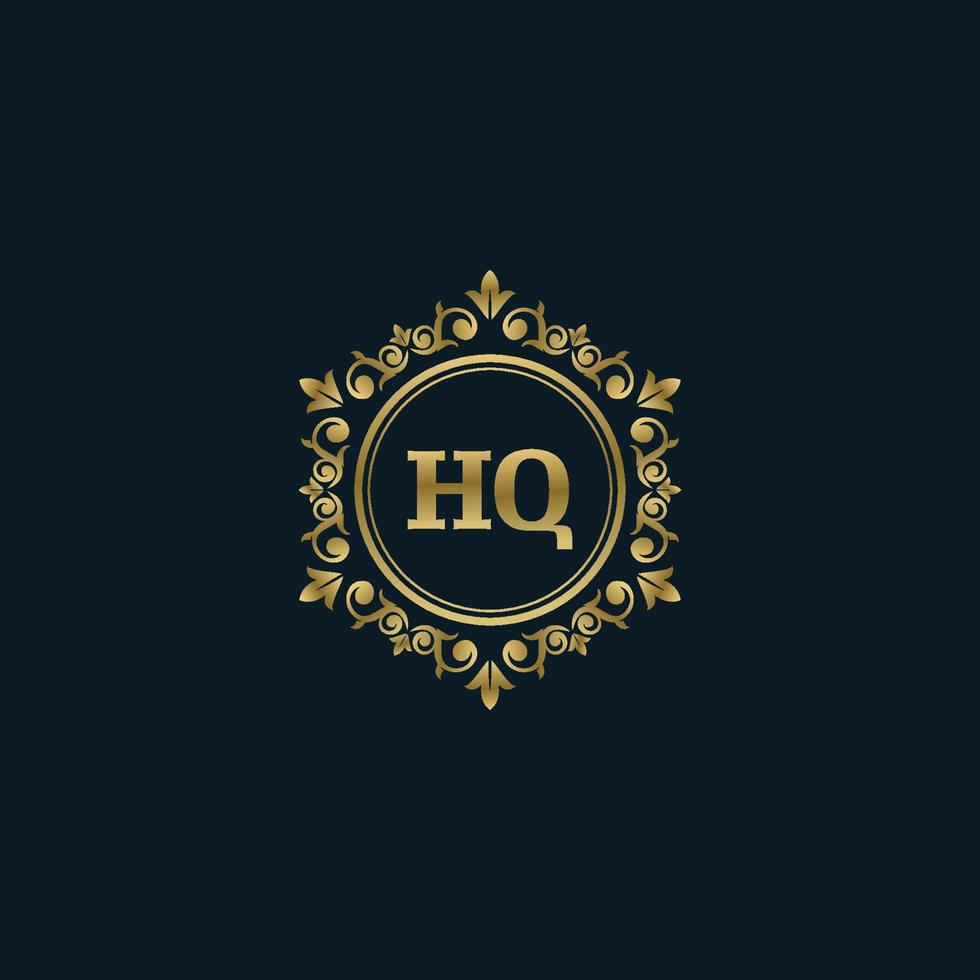 Letter HQ logo with Luxury Gold template. Elegance logo vector template.