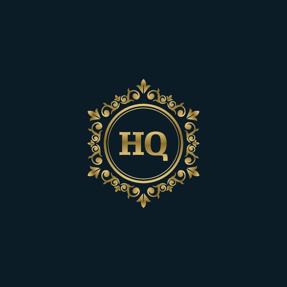 Letter HQ logo with Luxury Gold template. Elegance logo vector template.