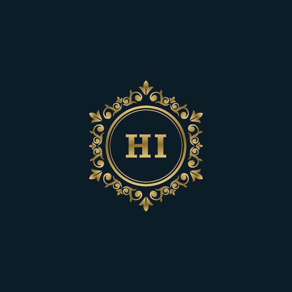 logotipo de carta hola con plantilla de oro de lujo. plantilla de vector de logotipo de elegancia.