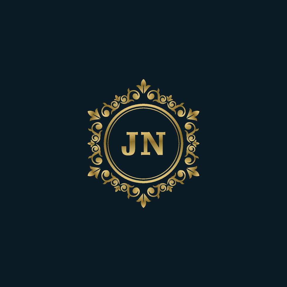 logotipo de la letra jn con plantilla de oro de lujo. plantilla de vector de logotipo de elegancia.