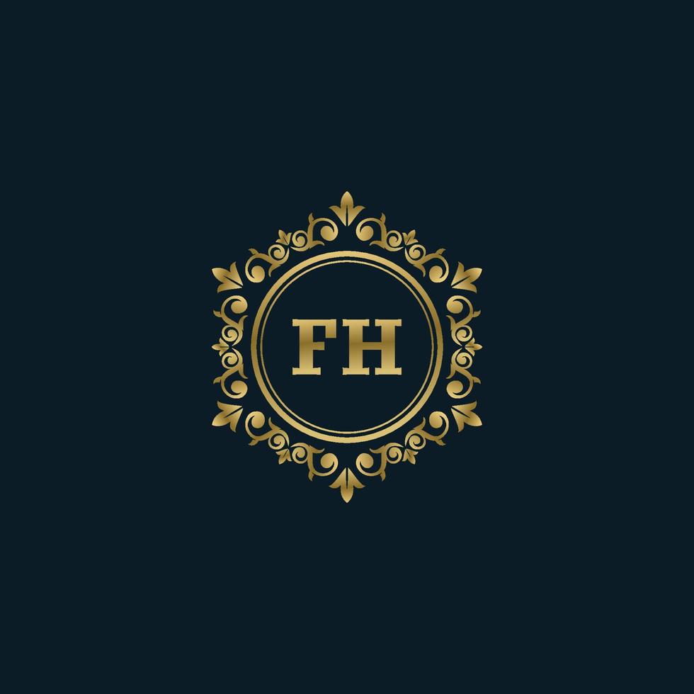 Letter FH logo with Luxury Gold template. Elegance logo vector template.