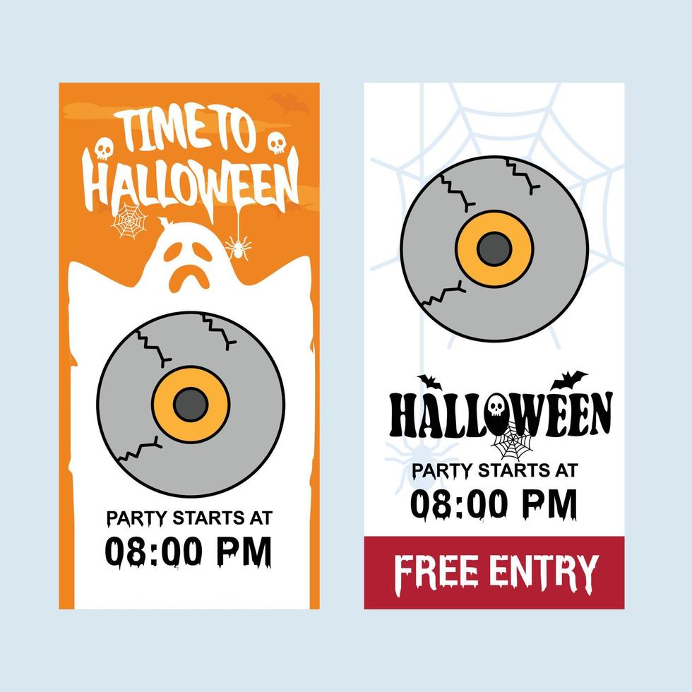 Happy Halloween invitation design with eye ball vector