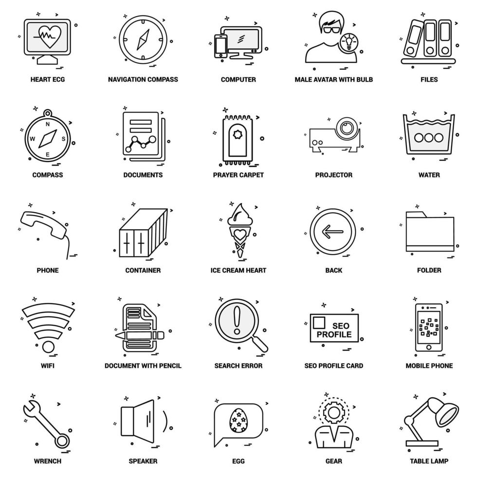 25 Business Concept Mix Line Icon set vector