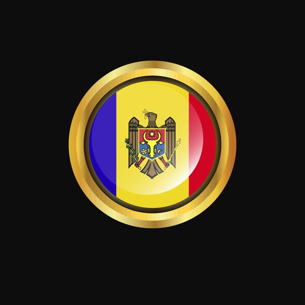 Moldova flag Golden button vector