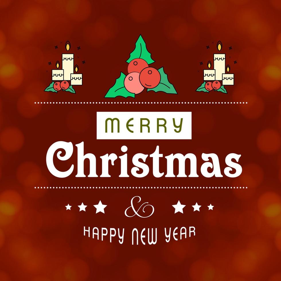Merry Christmas card with red background and typography vector
