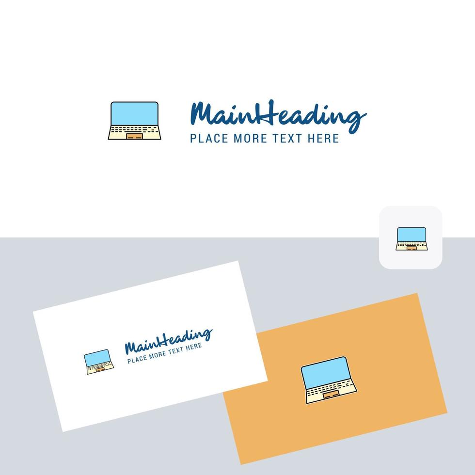 Laptop vector logotype with business card template Elegant corporate identity Vector