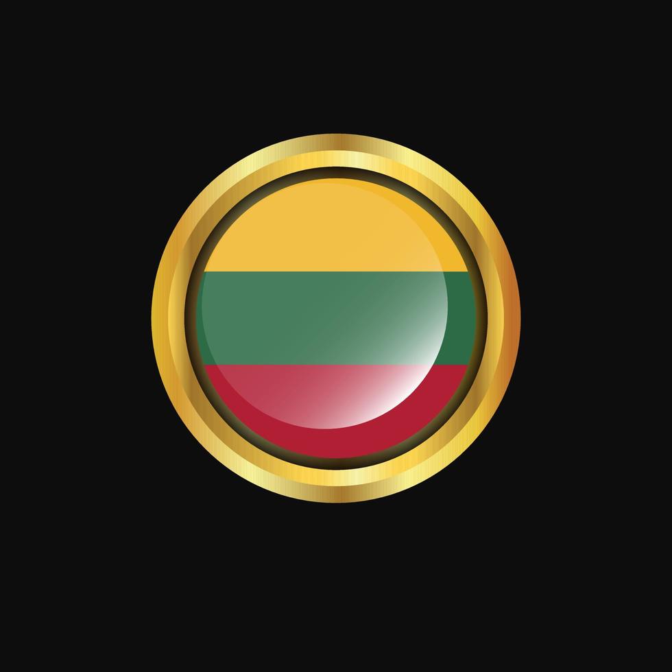 Lithuania flag Golden button vector