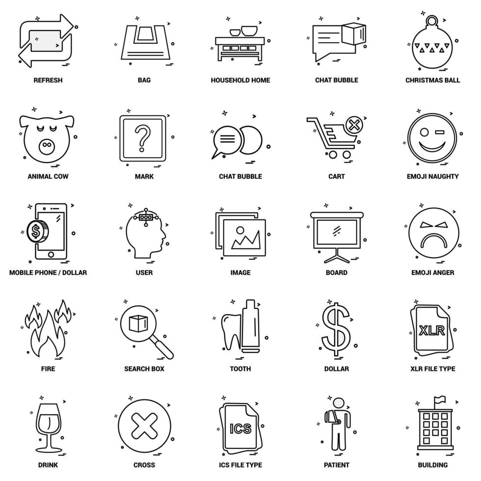 25 Business Concept Mix Line Icon set vector