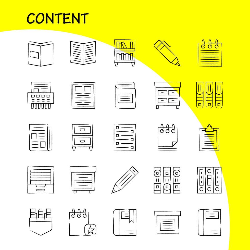 Content Hand Drawn Icon Pack For Designers And Developers Icons Of Book Book Mark Content Content Pens Pocket Content Vector