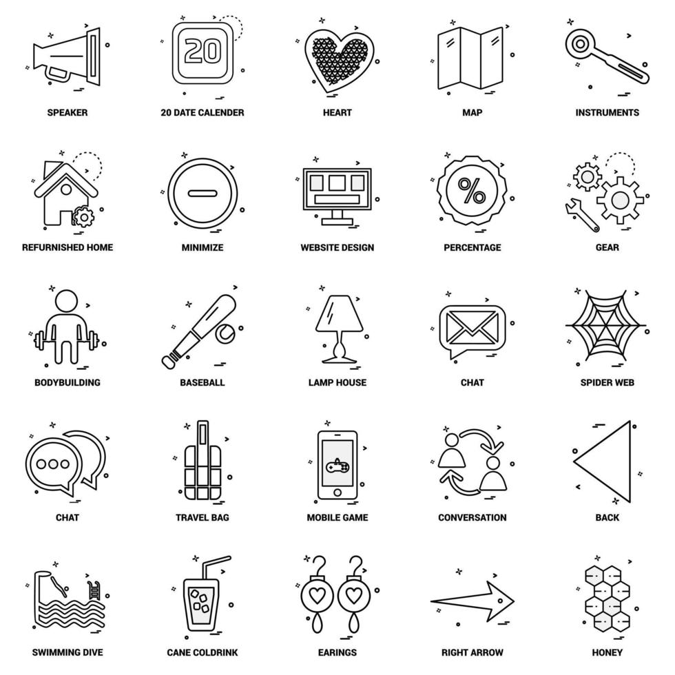 25 conjunto de iconos de línea de mezcla de concepto de negocio vector