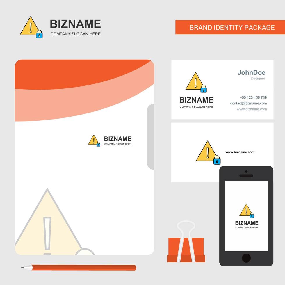 Caution Business Logo File Cover Visiting Card and Mobile App Design Vector Illustration