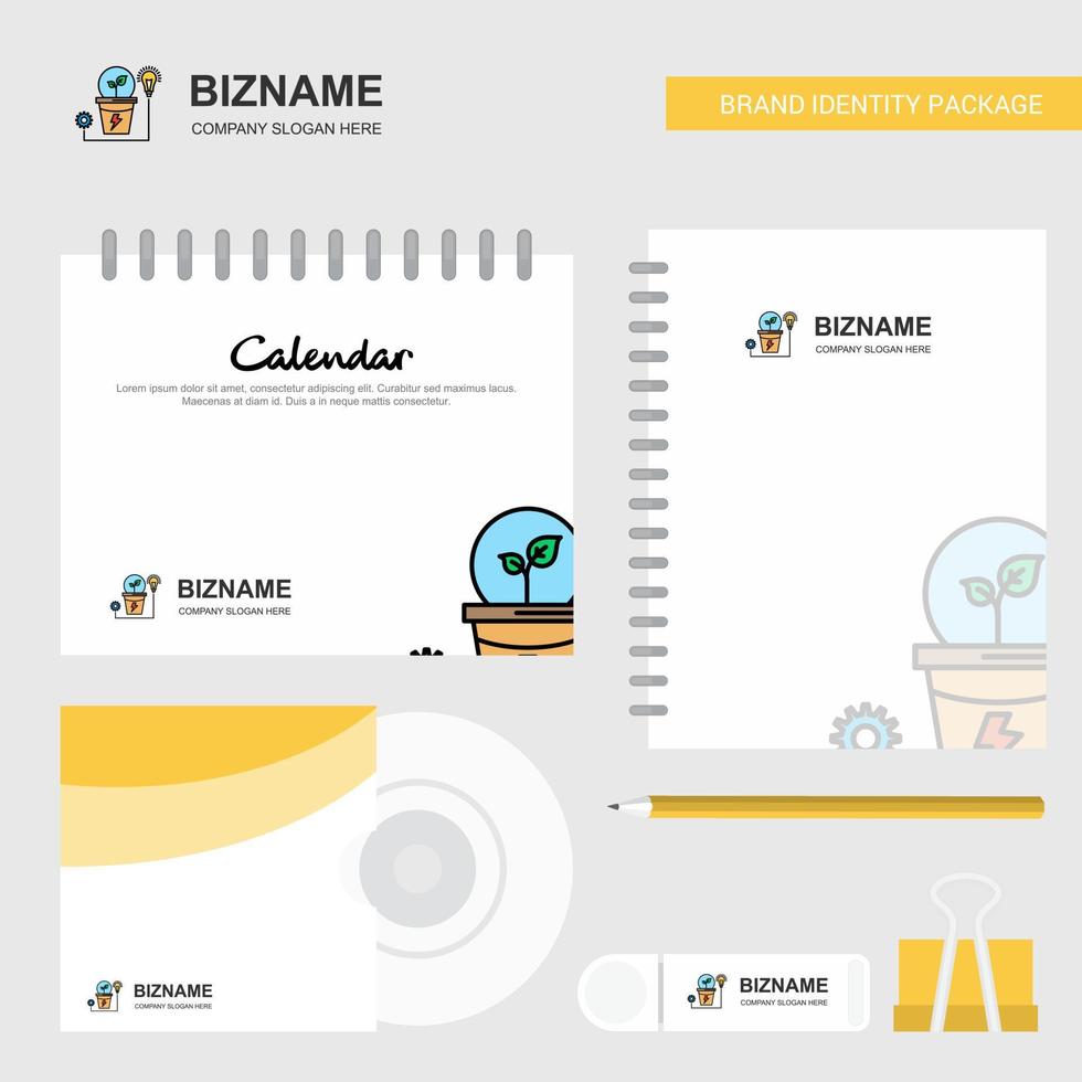 Power plant Logo Calendar Template CD Cover Diary and USB Brand Stationary Package Design Vector Template