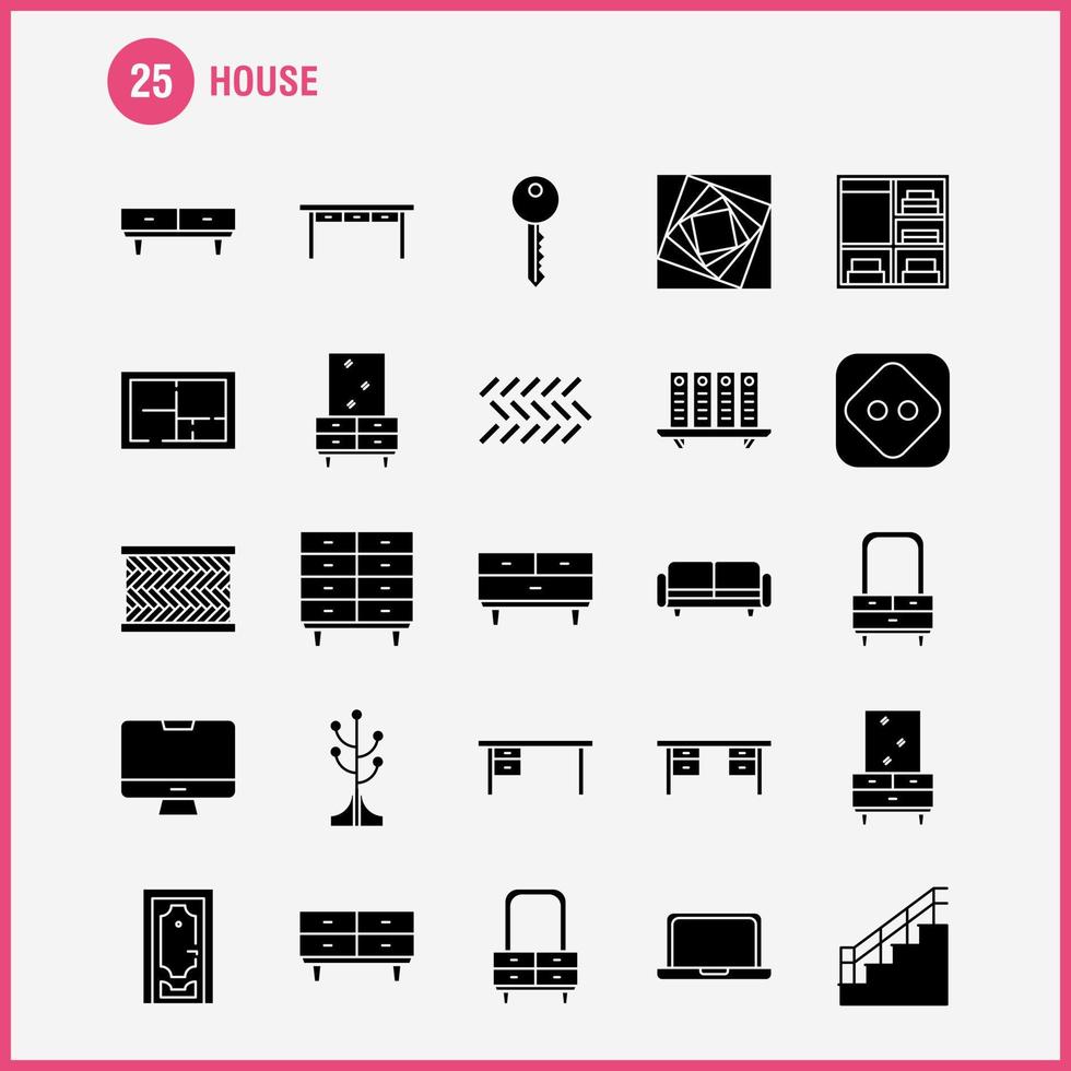 House Solid Glyph Icon for Web Print and Mobile UXUI Kit Such as Couch Furniture Sofa Interior Chest Drawer Furniture Keep Pictogram Pack Vector