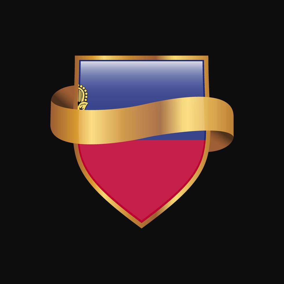 Liechtenstein flag Golden badge design vector