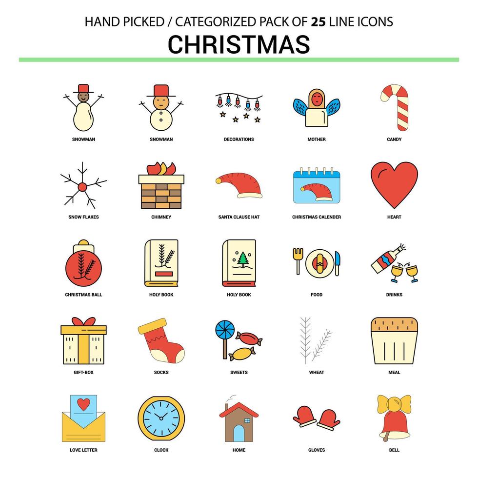 Christmas Flat Line Icon Set Business Concept Icons Design vector