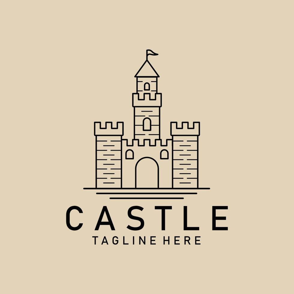 logotipo de arte de línea de castillo, icono y símbolo, diseño de ilustración vectorial vector