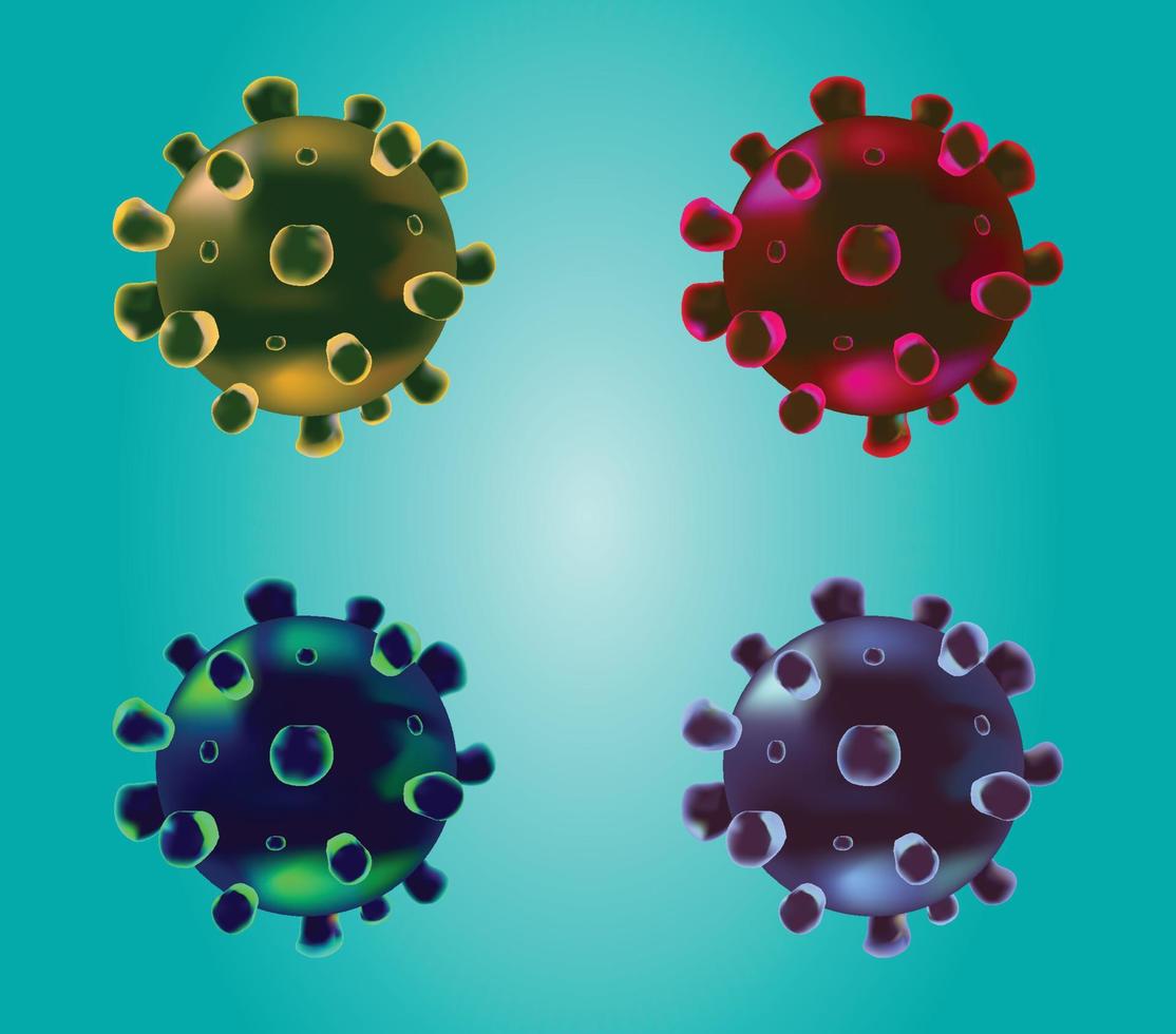 3D virus abstract germs icon isolated on blue background. Computer virus, Infection, allergy bacteria, medical healthcare, microbiology concept vector. vector