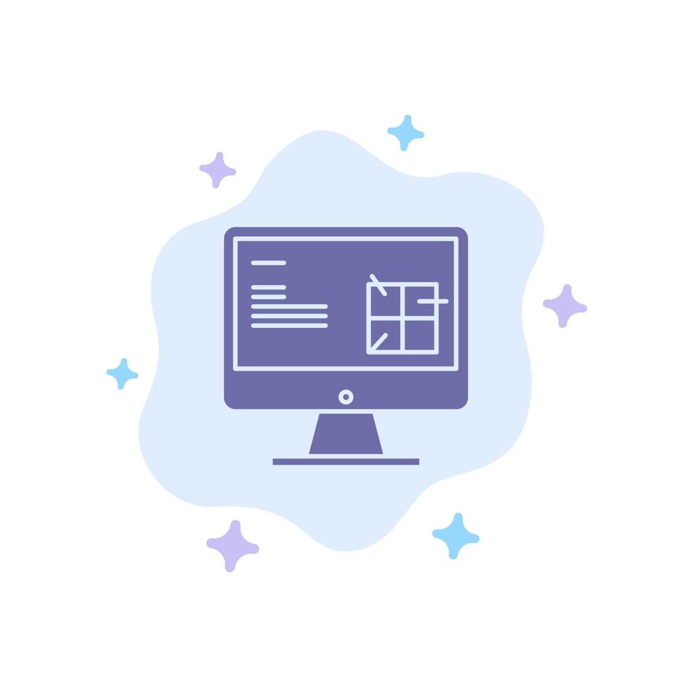 reparación de construcción de computadoras diseño de lcd icono azul en el fondo de la nube abstracta vector