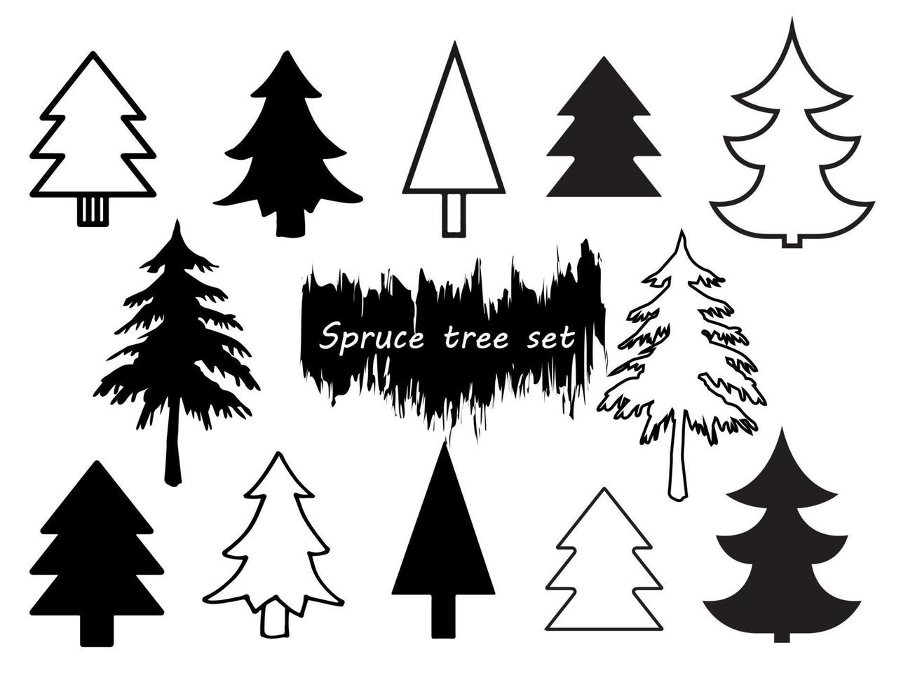 Vector set of different coniferous trees.