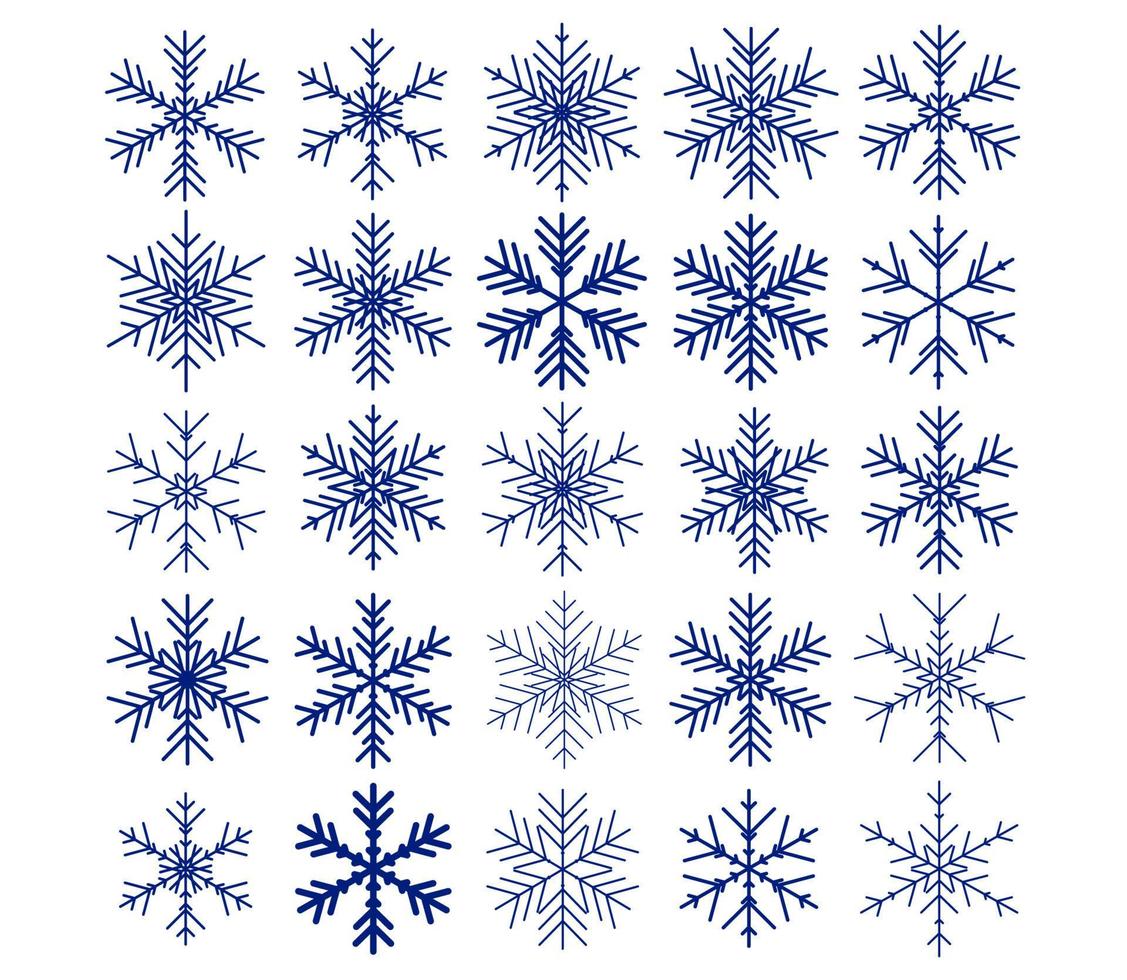 conjunto de fondo de icono de vector de copo de nieve