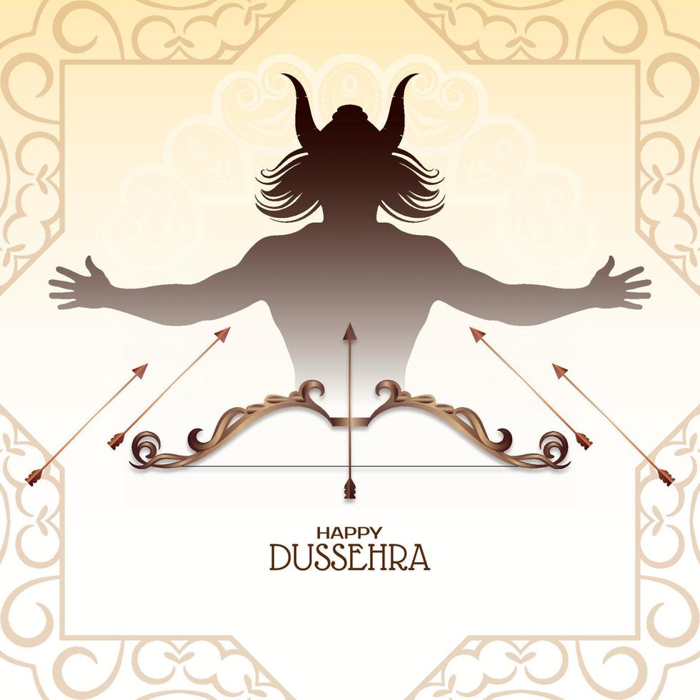 Happy Dussehra mythological festival greeting background design vector
