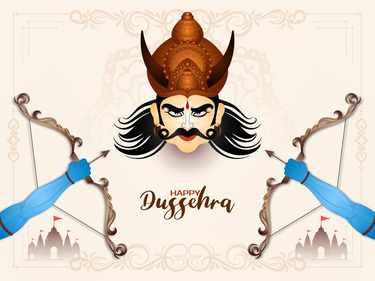 fondo de celebración del festival cultural indio feliz hermoso dussehra vector