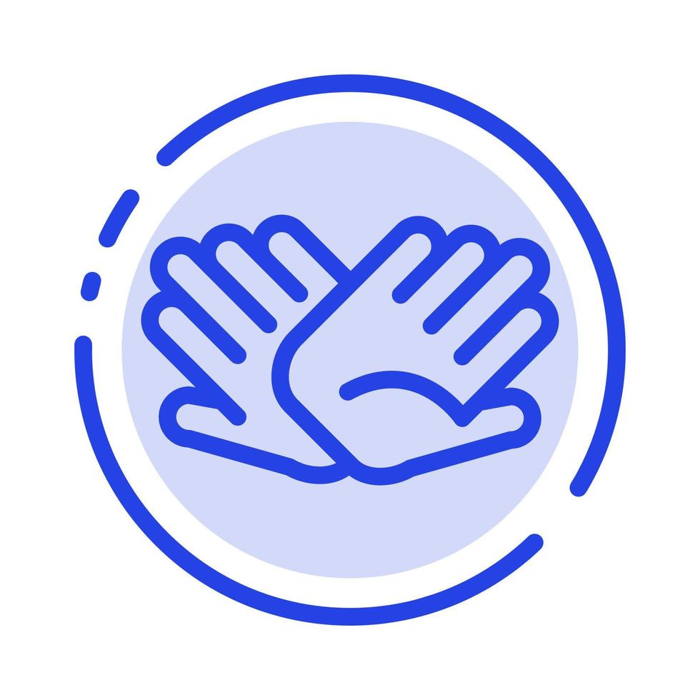 Charity Hands Help Helping Relations Blue Dotted Line Line Icon vector