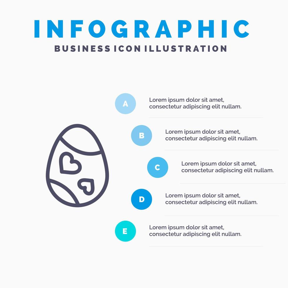 Bird Decoration Easter Egg Heart Line icon with 5 steps presentation infographics Background vector