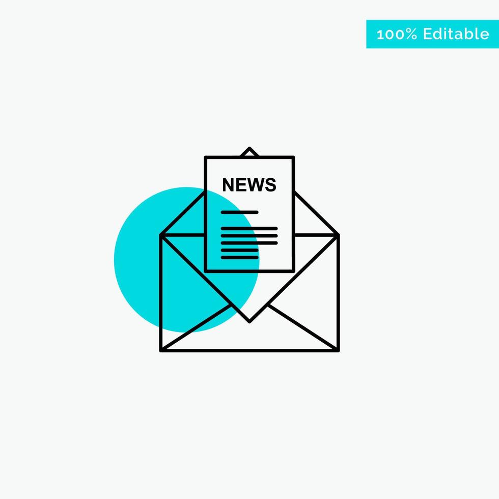 News Email Business Corresponding Letter turquoise highlight circle point Vector icon
